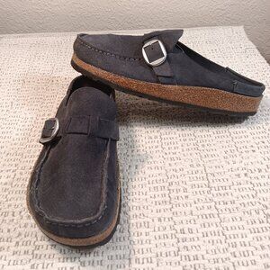 Birkenstock 'Buckley' women's blue suede leather mules sz 40 EU / 9 - 9.5 US
